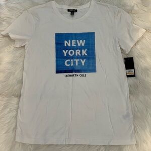 Kenneth Cole White T-Shirt with Blue Graphic